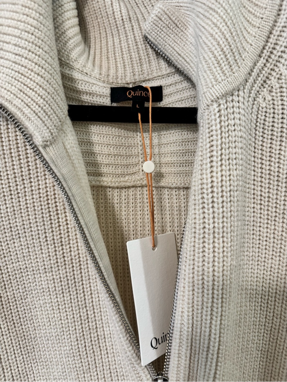 NWT Quince 100% Merino Wool Half Zip-Front Cream Sweater - Women - Picture 2 of 3